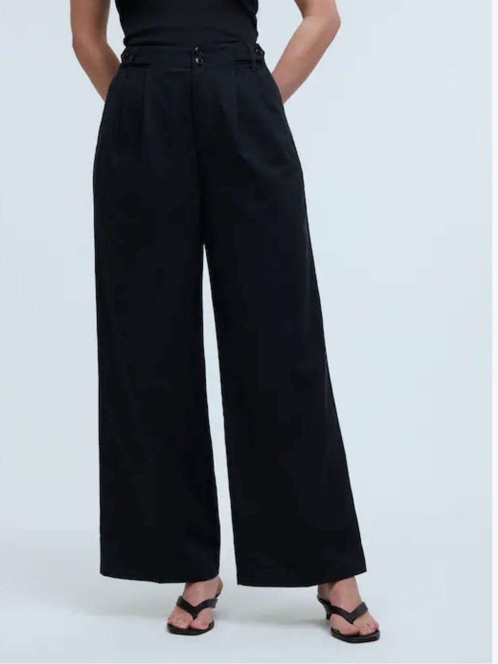 Madewell Womens Harlow Wide Leg Drapey Twill Trouser Dark Pants, Size 8